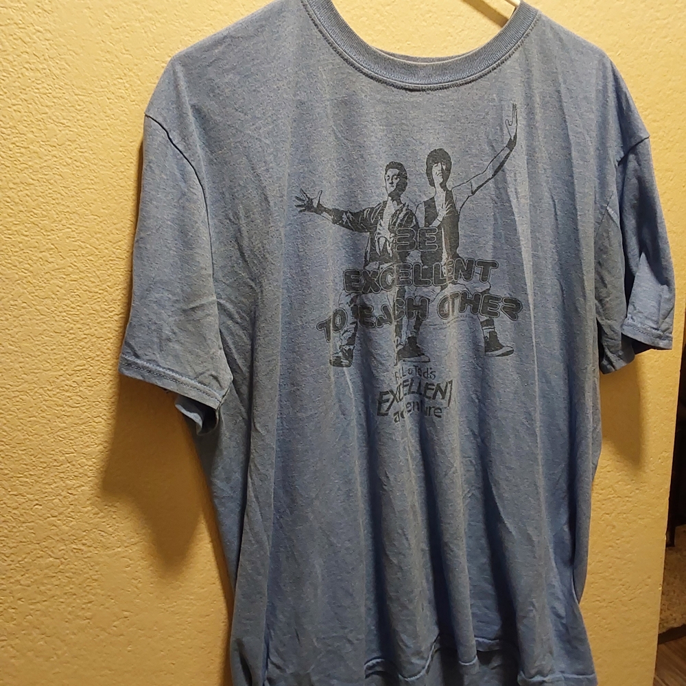 Gildan Blue Artistic Graphic Short Sleeve Tee Excellent Adventure